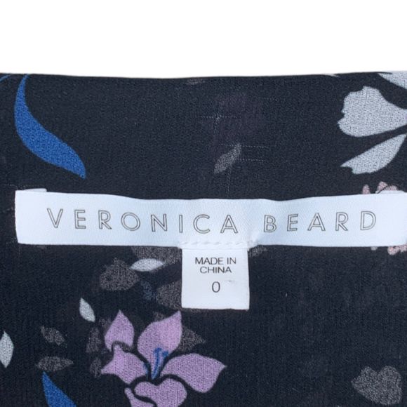 Veronica Beard Ayia Silk Chiffon Blouse Black Floral 0 Feminine Top - Picture 5 of 10